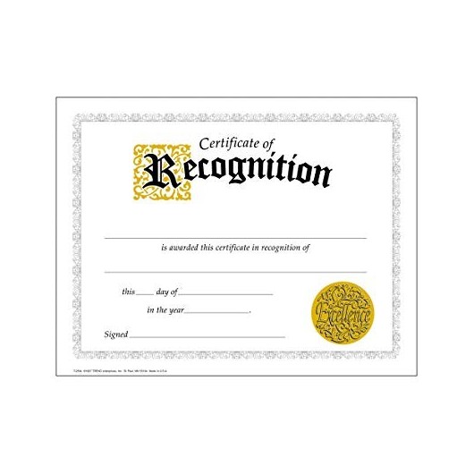 T2564 Certificate of Recognition