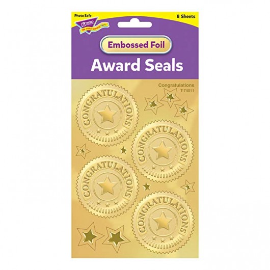 T-74011 Congratulations Award Seals Stickers (Gold)